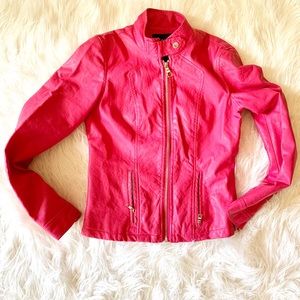 Faux Pink Leather Jacket